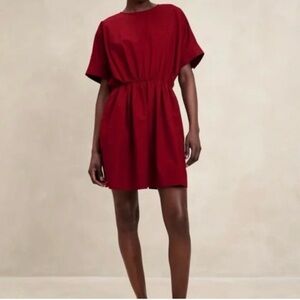 Banana Republic Poplin Mini Dress Red Cotton Size Small